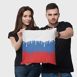 Подушка квадратная Флаг России потёки, цвет: 3D-принт — фото 2