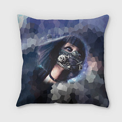 Подушка квадратная Девушка в кибер-маске, цвет: 3D-принт
