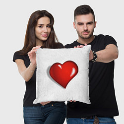 Подушка квадратная Сердце большое мультяшное, цвет: 3D-принт — фото 2