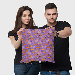 Подушка квадратная Кошачья Йога, цвет: 3D-принт — фото 2