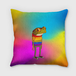 Подушка квадратная Радужная лягушка Rainbow Frog, цвет: 3D-принт