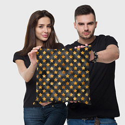 Подушка квадратная Золотые звезды на черном, цвет: 3D-принт — фото 2