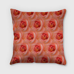 Подушка квадратная Розы - цветы - паттерн, цвет: 3D-принт