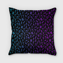 Подушка квадратная Рунический алфавит Neon pattern, цвет: 3D-принт