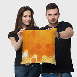 Подушка квадратная Мёд от пчёл, цвет: 3D-принт — фото 2