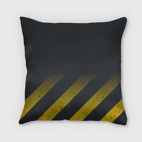 Подушка квадратная Черный кот желтые полосы / 3D-принт – фото 2