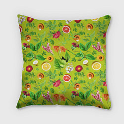 Подушка квадратная Летнее настроение - фрукты, цвет: 3D-принт