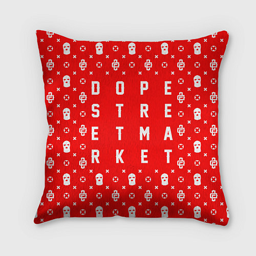Подушка квадратная Узор Red Dope Ski Mask Dope Street Market / 3D-принт – фото 2