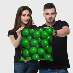 Подушка квадратная Крупный зеленый горошек, цвет: 3D-принт — фото 2