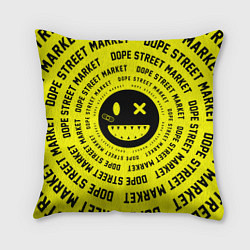 Подушка квадратная Счастливый Смайлик Yellow Dope Street Market, цвет: 3D-принт