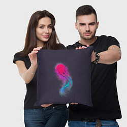 Подушка квадратная Медуза Градиент Неон, цвет: 3D-принт — фото 2