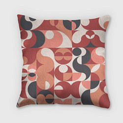 Подушка квадратная Геометрический орнамент оранж, цвет: 3D-принт