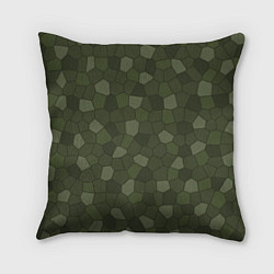 Подушка квадратная Камуфляжная мозаика - Хаки, цвет: 3D-принт