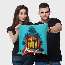 Подушка квадратная Hawaii Солнце, Пальмы, цвет: 3D-принт — фото 2