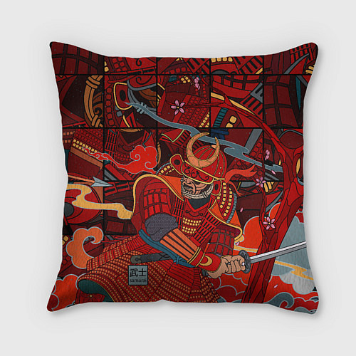 Подушка квадратная Инстинкт Самурая / 3D-принт – фото 2