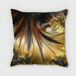 Подушка квадратная Черный с золотым фрактал Абстракция, цвет: 3D-принт