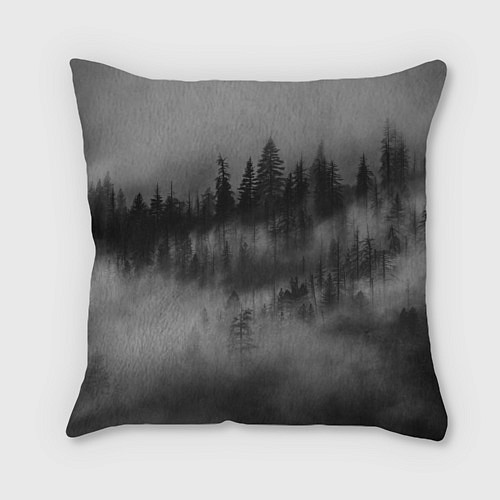 Подушка квадратная Туманный лес - природа / 3D-принт – фото 2