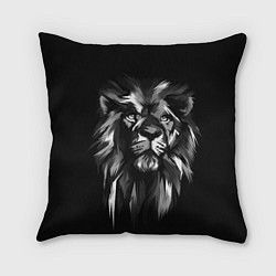Подушка квадратная Голова льва в черно-белом изображении, цвет: 3D-принт