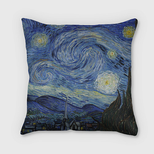 Подушка квадратная Звездная ночь Ван Гога / 3D-принт – фото 2