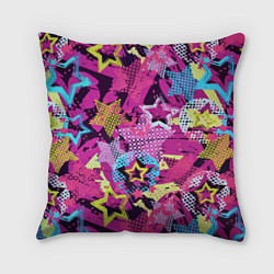 Подушка квадратная Star Colorful Pattern Fashion Neon, цвет: 3D-принт
