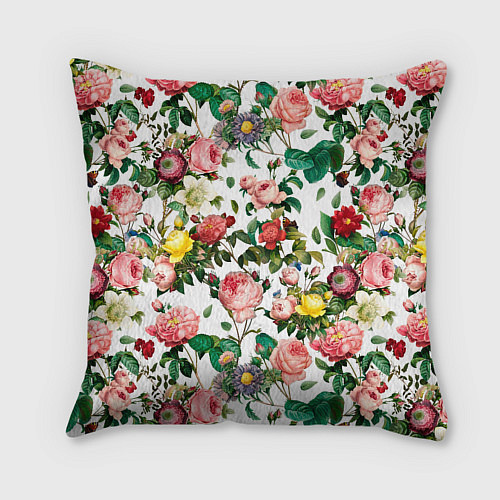 Подушка квадратная Узор из летних роз Summer Roses Pattern / 3D-принт – фото 2