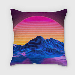 Подушка квадратная Vaporwave Mountains Психоделика Неон, цвет: 3D-принт