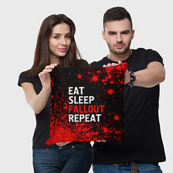 Подушка квадратная Eat Sleep Fallout Repeat Краска, цвет: 3D-принт — фото 2