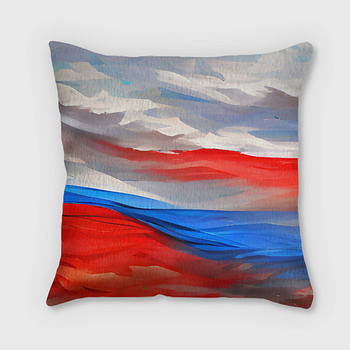 Подушка квадратная Флаг России в красках / 3D-принт – фото 2