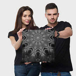 Подушка квадратная Серый геометрический орнамент-калейдоскоп, цвет: 3D-принт — фото 2