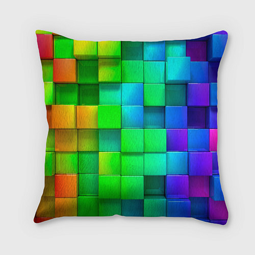 Подушка квадратная РАЗНОЦВЕТНЫЕ КУБИКИ MULTICOLORED CUBES / 3D-принт – фото 2