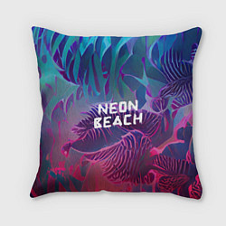 Подушка квадратная Neon beach, цвет: 3D-принт