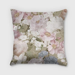 Подушка квадратная Цветы Английский Садовый Узор, цвет: 3D-принт