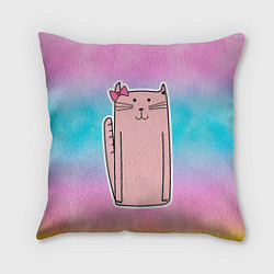 Подушка квадратная Розовая кошечка, цвет: 3D-принт