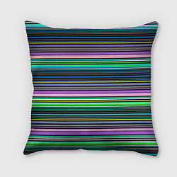 Подушка квадратная Яркие неоновые тонкие полосы, цвет: 3D-принт