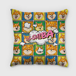 Подушка квадратная Pop art shiba inu