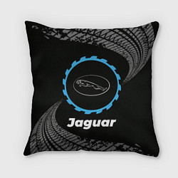 Подушка квадратная Jaguar в стиле Top Gear со следами шин на фоне, цвет: 3D-принт