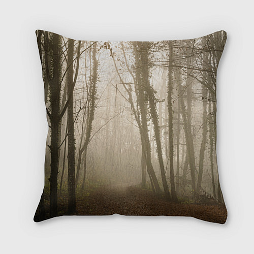 Подушка квадратная Туманный лес на восходе / 3D-принт – фото 2