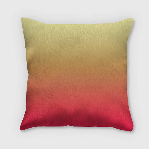 Подушка квадратная Черные абстрактные цветы на красно-желтом градиент / 3D-принт – фото 2