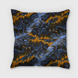 Подушка квадратная Оранжево-Синяя Вулканическая Лава, цвет: 3D-принт
