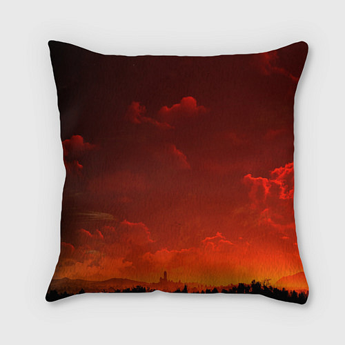 Подушка квадратная Облака перед восходом солнца / 3D-принт – фото 2