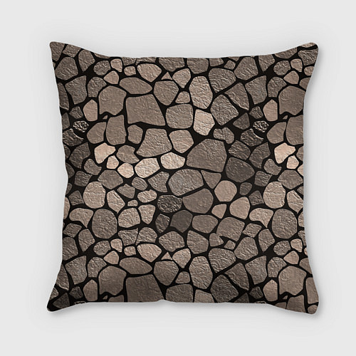Подушка квадратная Черно-коричневая текстура камня / 3D-принт – фото 2