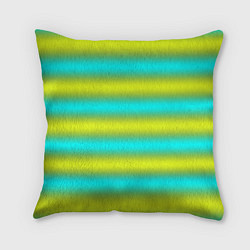 Подушка квадратная Бирюзово-желтые неоновые полосы, цвет: 3D-принт