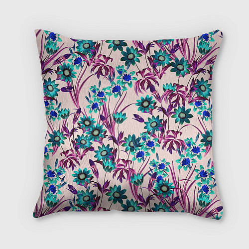 Подушка квадратная Цветы Летние Фиолетовые Рудбеки / 3D-принт – фото 2