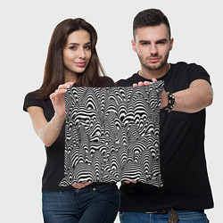 Подушка квадратная Черно-белая психоделика, цвет: 3D-принт — фото 2