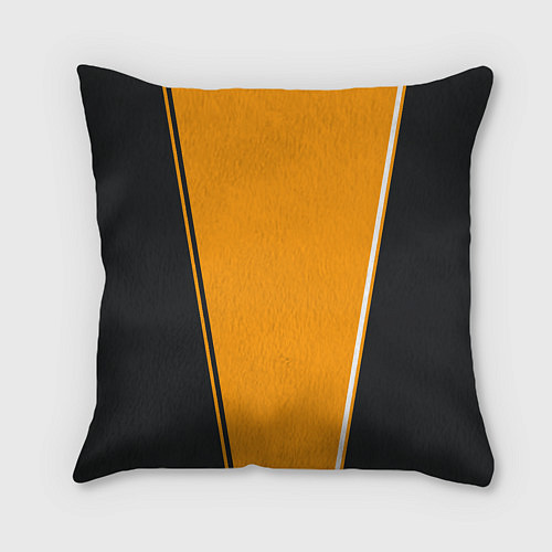 Подушка квадратная Mens style мужской стиль - чёрный с оранжевым / 3D-принт – фото 2