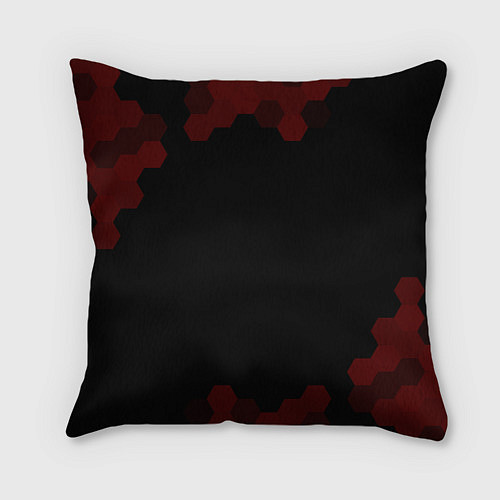 Подушка квадратная Символ Gears of War и краска вокруг на темном фоне / 3D-принт – фото 2