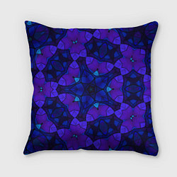 Подушка квадратная Калейдоскоп -геометрический сине-фиолетовый узор, цвет: 3D-принт