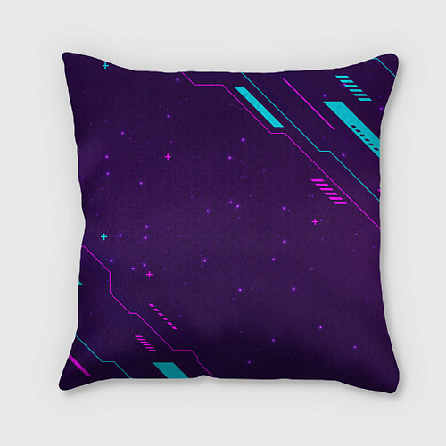 Подушка квадратная Символ Counter Strike в неоновых цветах на темном / 3D-принт – фото 2