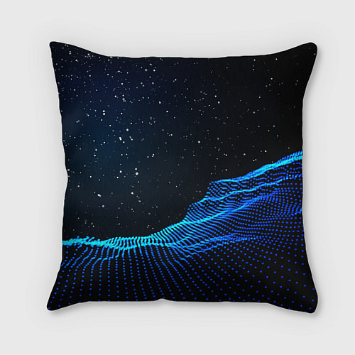 Подушка квадратная Космонавт на доске - серфинг / 3D-принт – фото 2