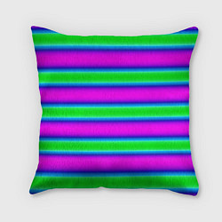 Подушка квадратная Зеленый и фиолетовые яркие неоновые полосы striped, цвет: 3D-принт